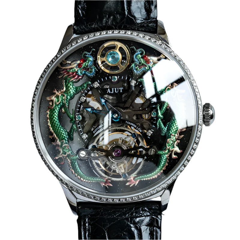 Automatic Tourbillon Mechanical Watches for Men Flying Tourbillon Luxury 3D Dragon Dial Sapphire Men Watch 0585