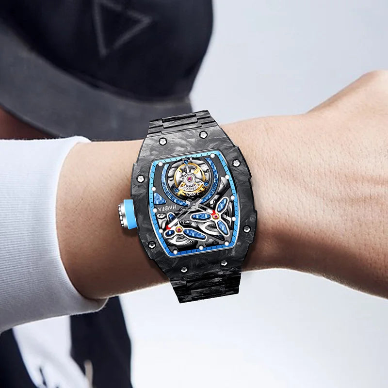 Haofa Watches for Men Flying Tourbillon Mechanical Automatic Movement Hardcore Crystal Luminous Sport Ergonomics Men Watch 2311