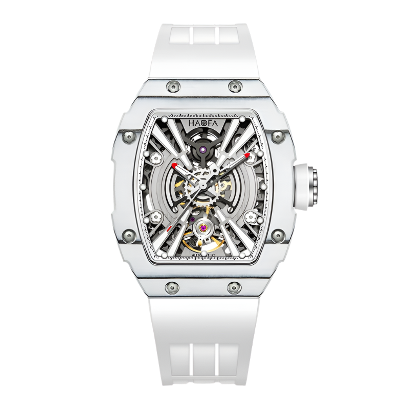 Haofa Ladies Watch 3D Skeleton Mechanical Ark Series Luminous Women Trendy Sport Watch Carbon Fiber Case 60H Power Storage 1906L