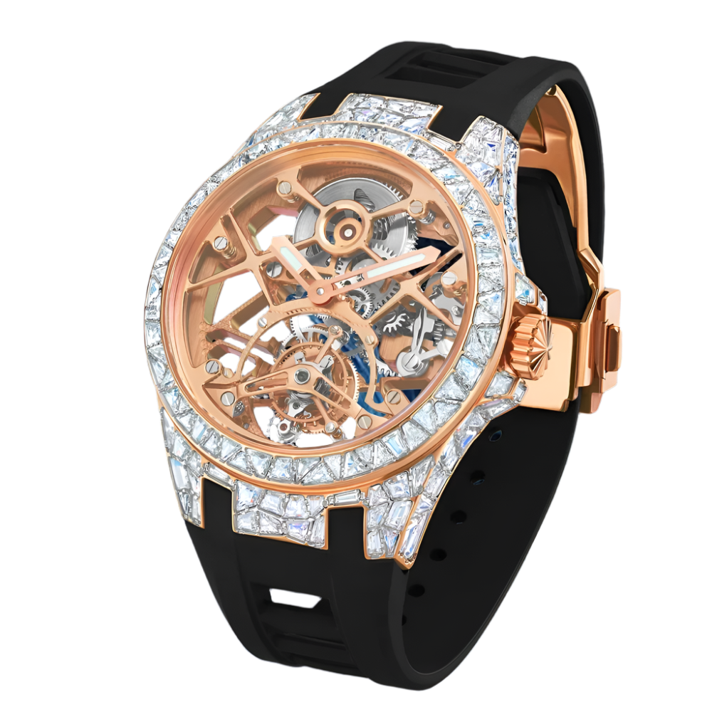 Brand Crystal Flying Tourbillon Movement Luxury Watches for Men Women Brilliant Hollowing Dial Luminous Diamonds Case