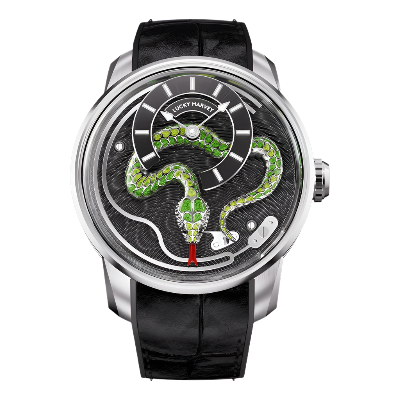 Limited Edition Enamel Craft Automatic Mechanical Watch for Men - 3D Carved Snake with Sapphire Luminous Features