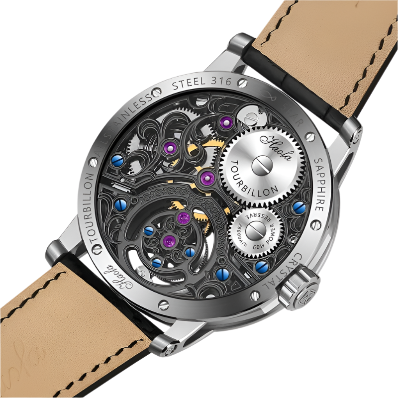 Haofa GMT Tourbillon Movement Watch Men Starry Sky Function Hollow Mechanical Watch for Men Business Mother of Pearl Dial 1939