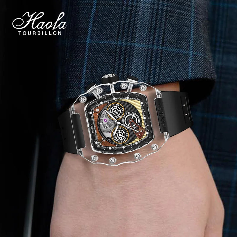 Haofa High Quality Design Sports Watch Crystal Men Automatic Mechanical Watch Yacht Creative Multi-Function Dial Waterproof 2368