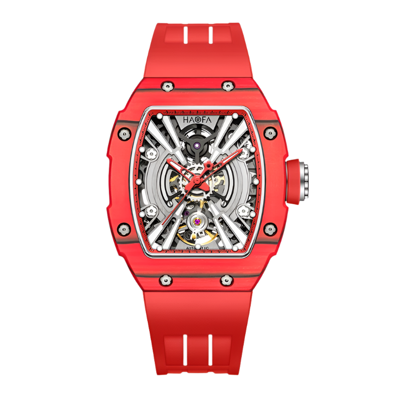 Haofa Ladies Watch 3D Skeleton Mechanical Ark Series Luminous Women Trendy Sport Watch Carbon Fiber Case 60H Power Storage 1906L