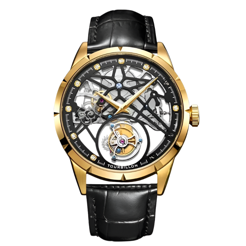 Swiss True Flying Tourbillon Mechanical Hollow Belt Men'S Watch Waterproof Business New Hot Sale of the Season Model Luxury Leat
