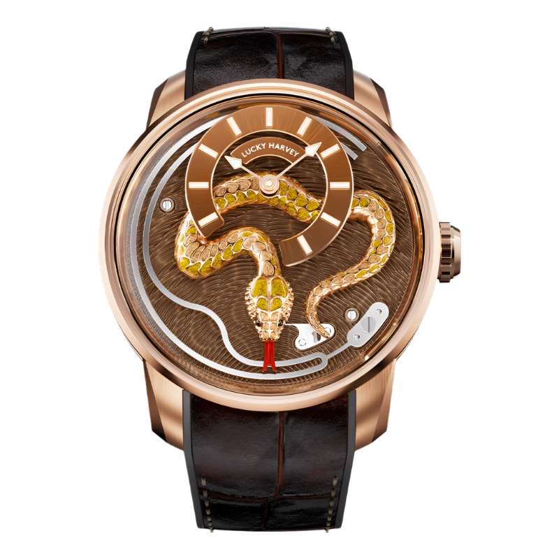Limited Edition Enamel Craft Automatic Mechanical Watch for Men - 3D Carved Snake with Sapphire Luminous Features