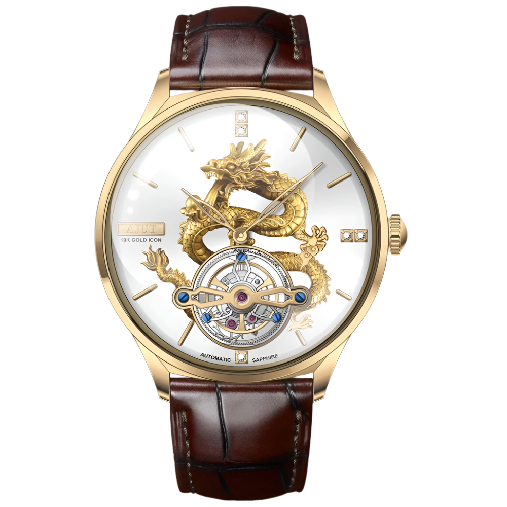 Automatic Tourbillon Mechanical Man Watches 18K Gold Dragon-Shaped Sapphire Flying Movement Men Watch 0501
