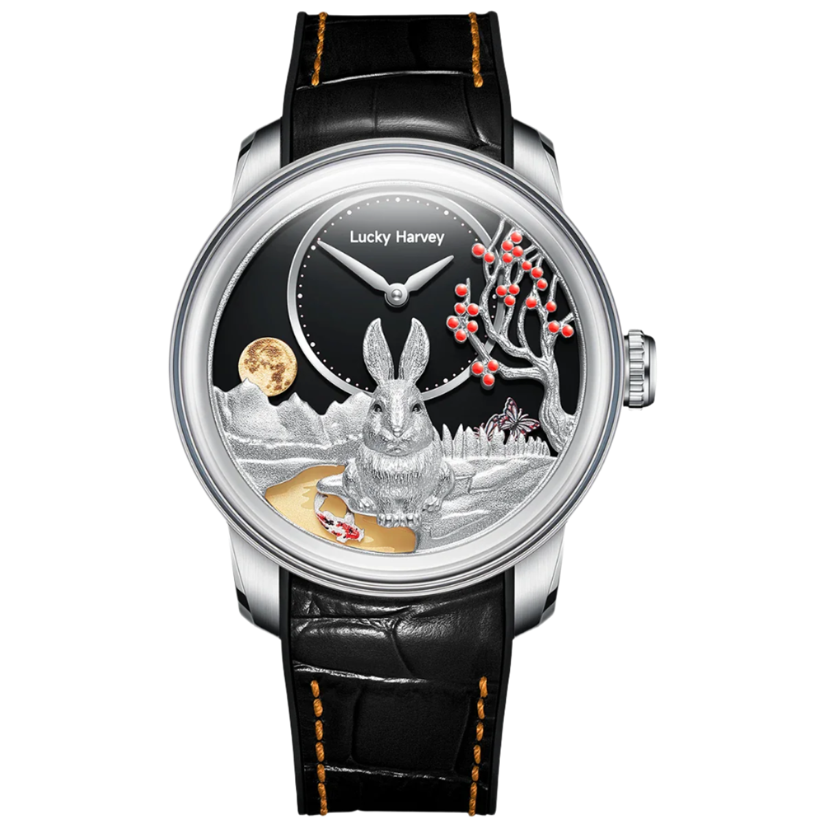 Lucky Harvey Limited Edition Automatic Mechanical Movement Watches for Men Synthetic Sapphire Rabbit Dial Waterproof Wrist Watch