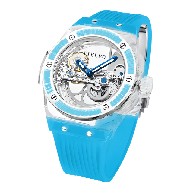 Mechanical Watches for Men Women Luxury Skeleton Sapphire Wrist Watch Waterproof Man Brilliant Crystals Transparent Case
