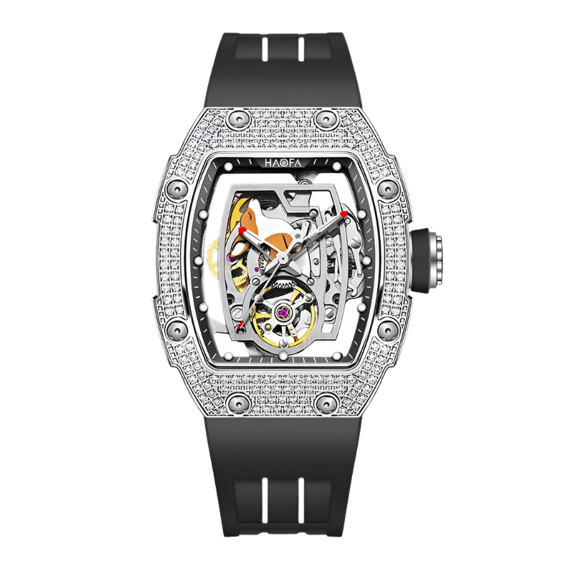 Haofa Ladies Watch Kangaroo Automatic Movement Luminous Diamond Hollow Skeleton Straight in Fashion Women Luxury Wristwatch 1992