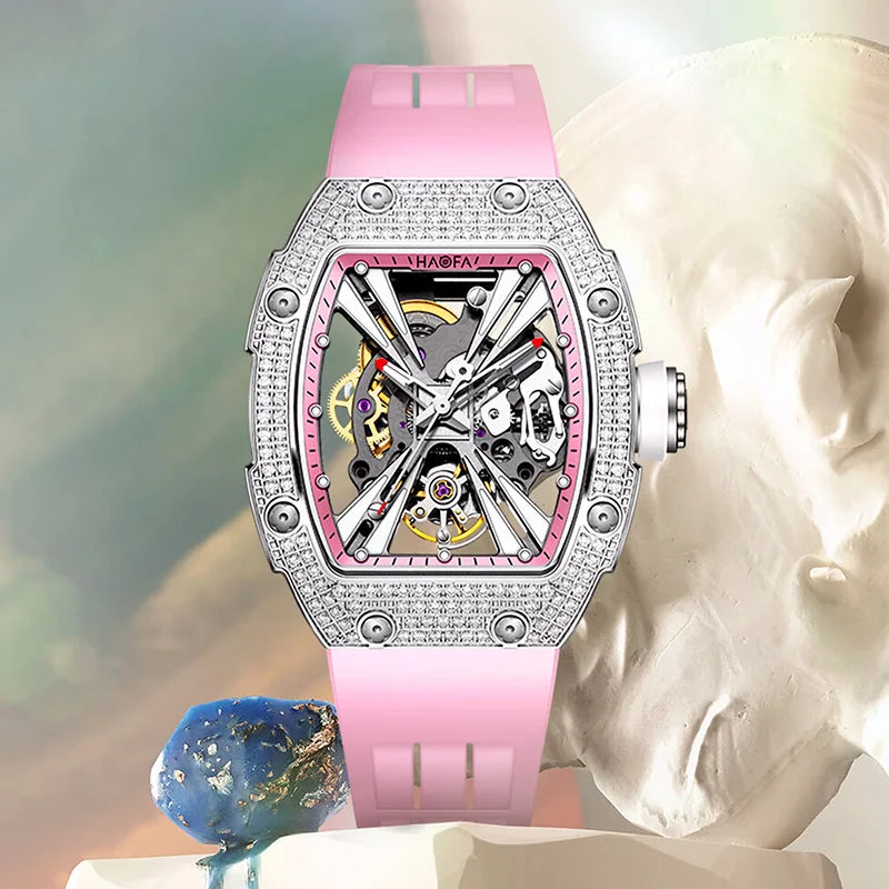 Haofa Luxury Ladies Watch Automatic Mechanical Movement Watch High Quality Waterproof Elegant Diamond Case Watch for Women 1993S