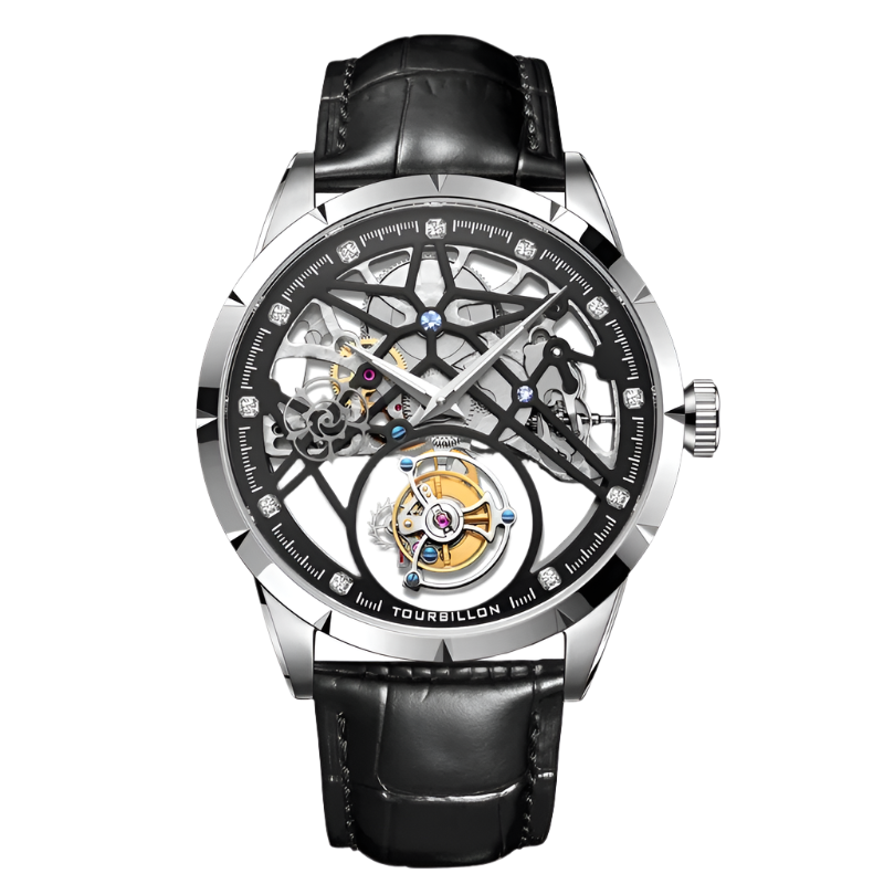 Swiss True Flying Tourbillon Mechanical Hollow Belt Men'S Watch Waterproof Business New Hot Sale of the Season Model Luxury Leat