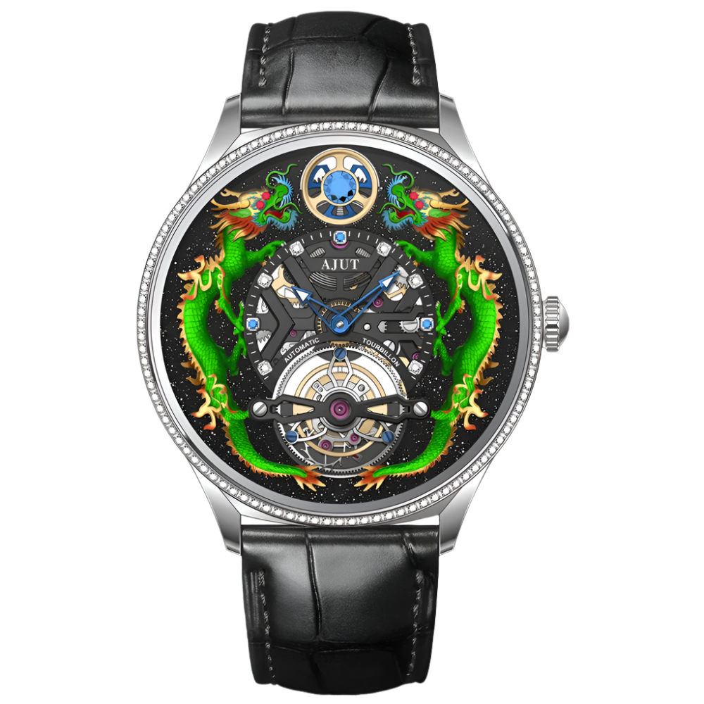 Automatic Tourbillon Mechanical Watches for Men Flying Tourbillon Luxury 3D Dragon Dial Sapphire Men Watch 0585