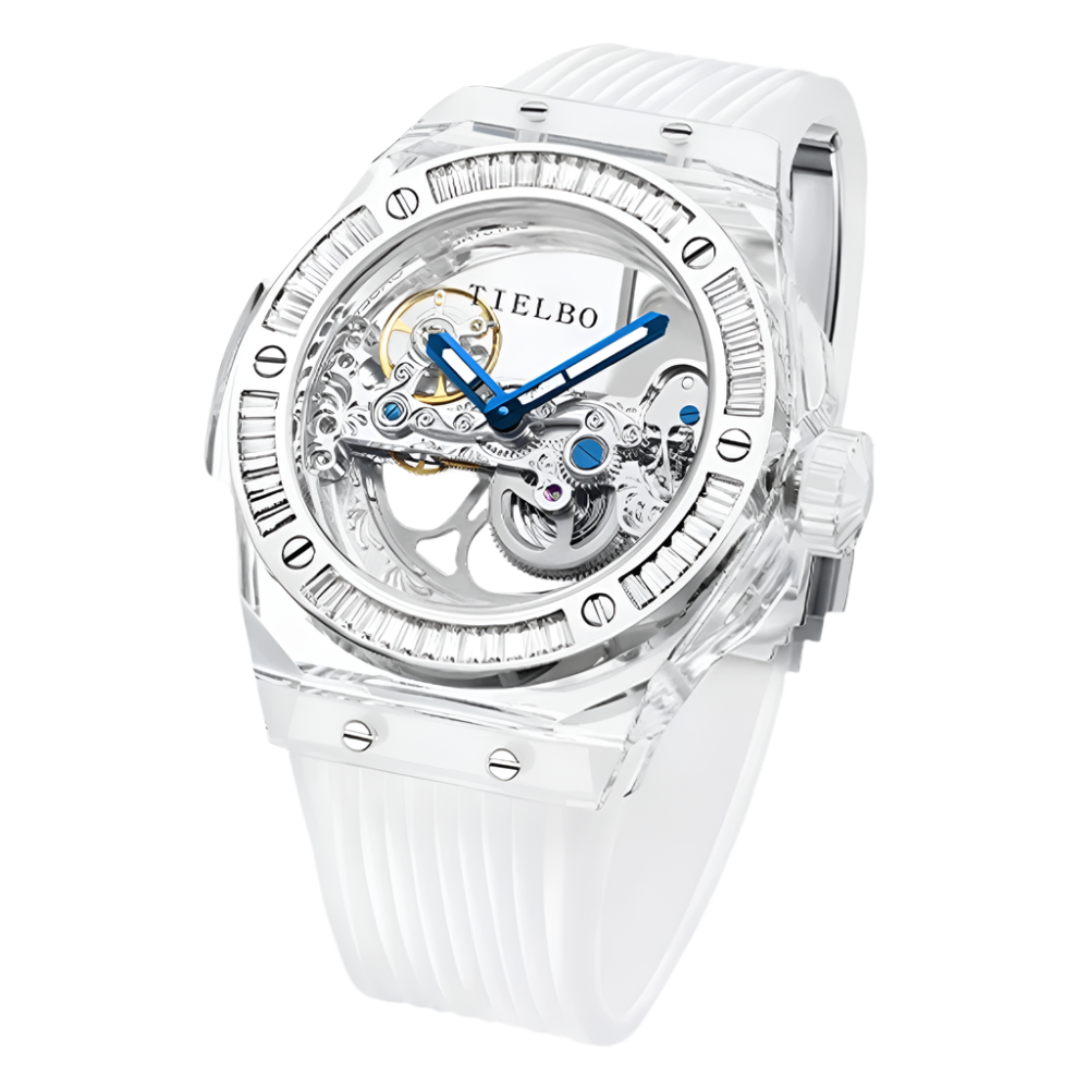 Mechanical Watches for Men Women Luxury Skeleton Sapphire Wrist Watch Waterproof Man Brilliant Crystals Transparent Case