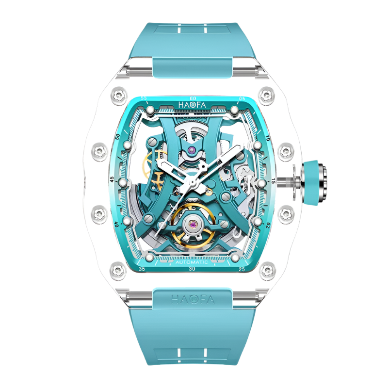 Haofa Crystal Luxury Transparent Automatic Mechanical Watch Unique Dial Skeleton Movement Wristwatch Luminous Watch for Men 2326