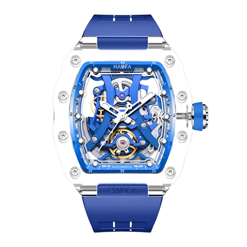 Haofa Crystal Luxury Transparent Automatic Mechanical Watch Unique Dial Skeleton Movement Wristwatch Luminous Watch for Men 2326