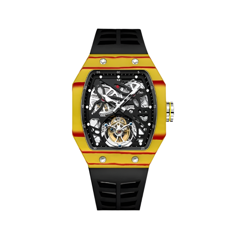 Manual AESOP Mechanical Watch with Flying Tourbillon Hand Carved Night Light Waterproof Business Style Wristwatch