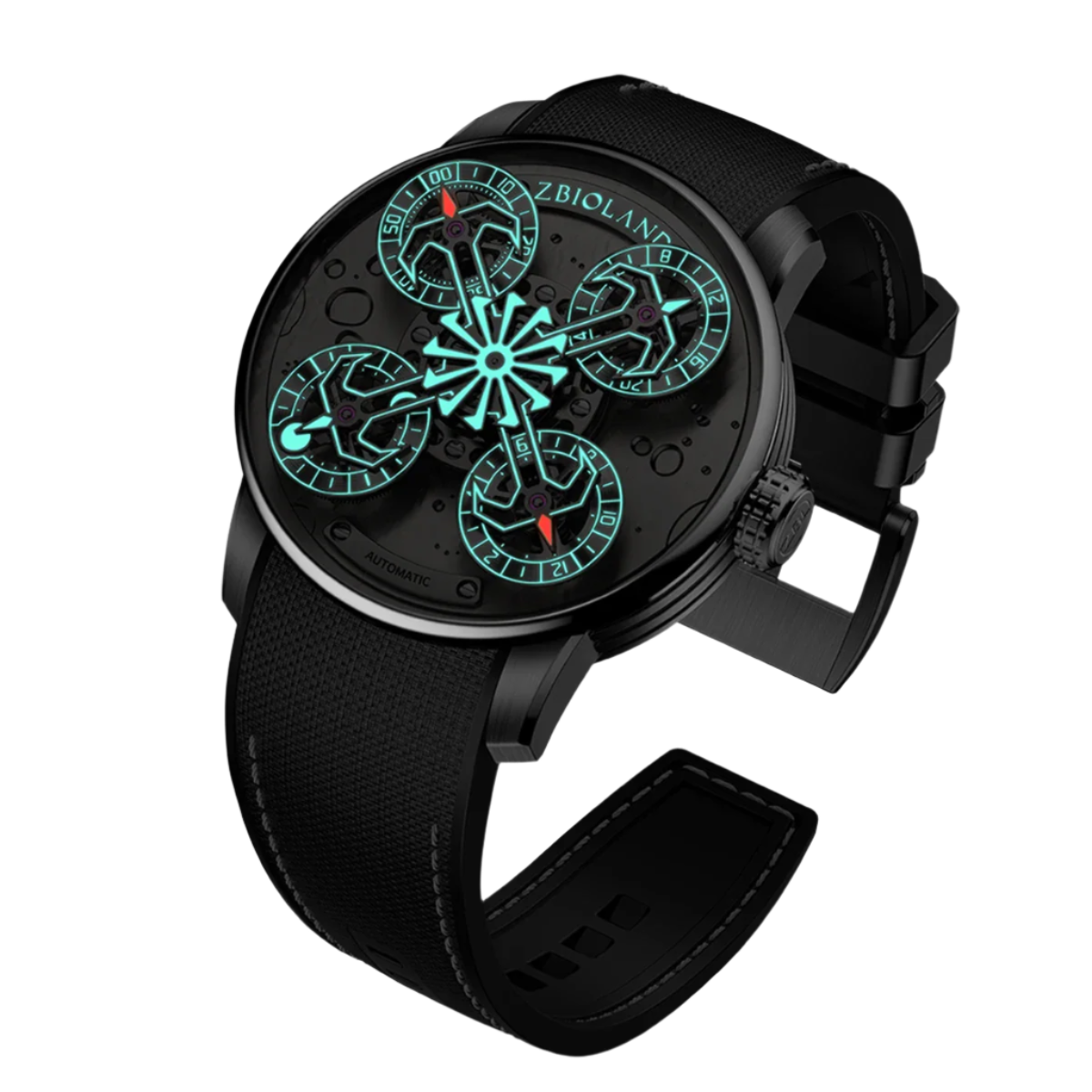 ZBIOLAND Space Station Automatic Mechanical Watches for Men Dial 4 Dial Display Sun Stars Luminous Charm Men'S Watch 1003
