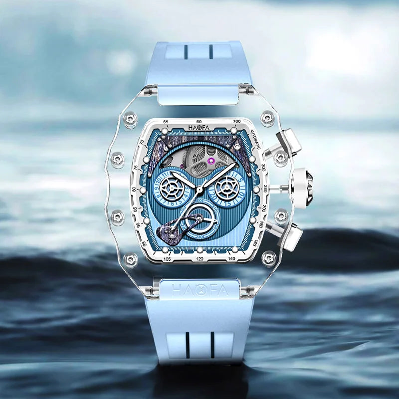Haofa High Quality Design Sports Watch Crystal Men Automatic Mechanical Watch Yacht Creative Multi-Function Dial Waterproof 2368