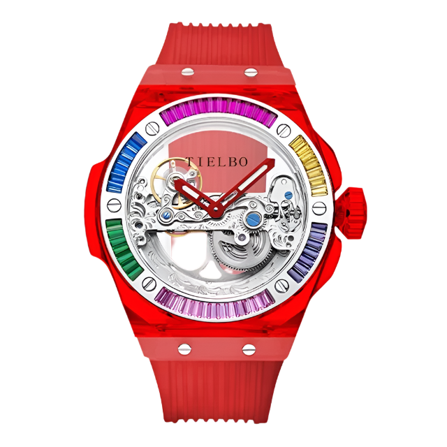 Mechanical Watches for Men Women Luxury Skeleton Sapphire Wrist Watch Waterproof Man Brilliant Crystals Transparent Case