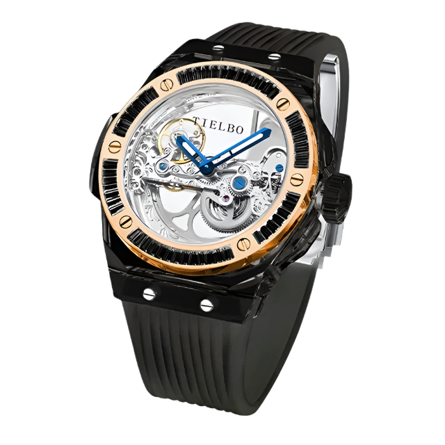 Mechanical Watches for Men Women Luxury Skeleton Sapphire Wrist Watch Waterproof Man Brilliant Crystals Transparent Case