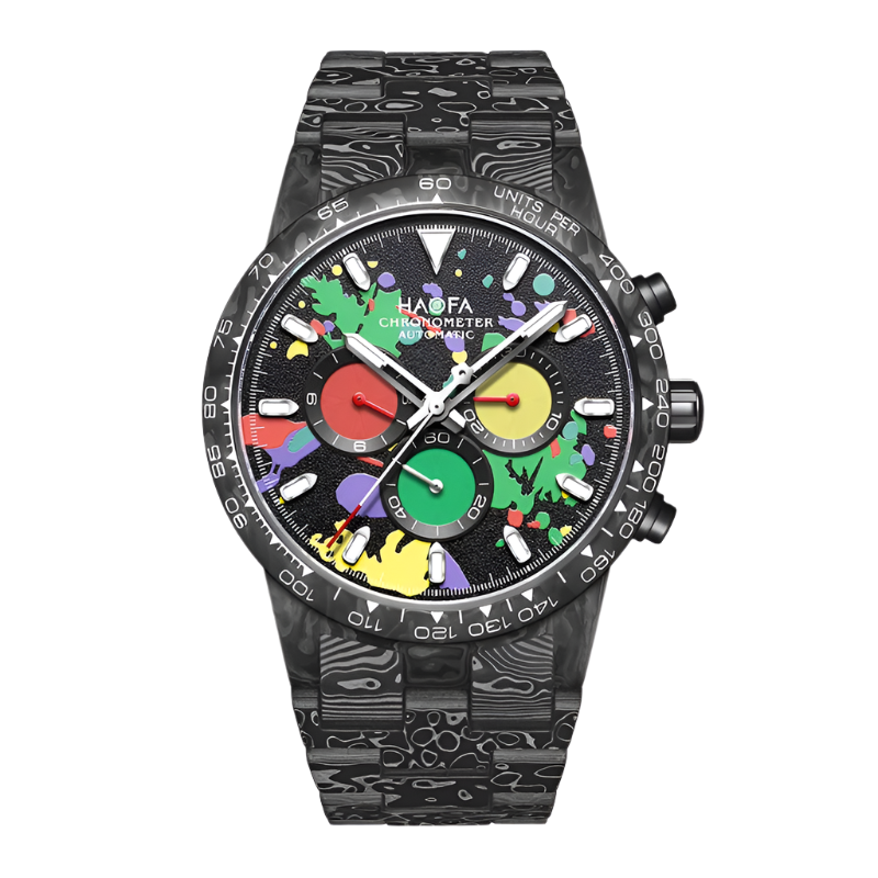 Haofa Watches for Men Automatic Chronograph Movements Carbon Fiber 2024 New High Quality Panda Dial Original Design Watch 2366-1