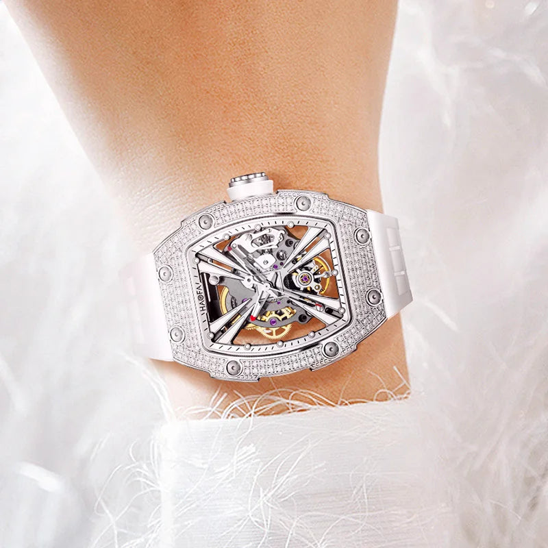 Haofa Luxury Ladies Watch Automatic Mechanical Movement Watch High Quality Waterproof Elegant Diamond Case Watch for Women 1993S