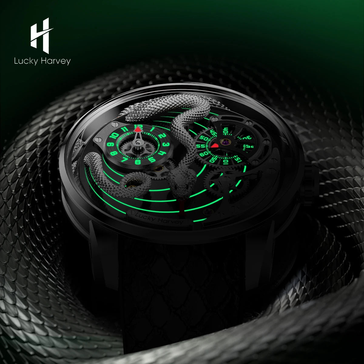 Funny Mechanical Watch Automatic Movement Watches for Men Snake Dial Synthetic Sapphire Waterproof 2024 New Model