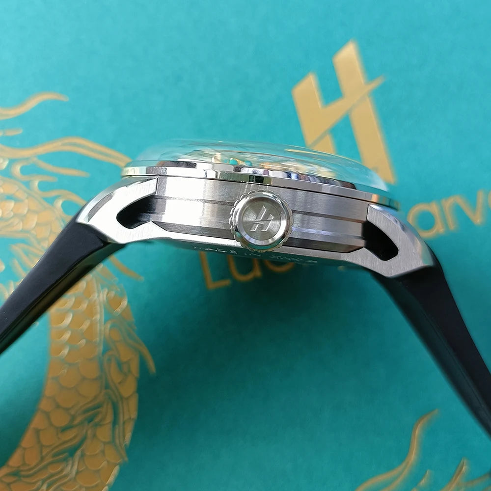 Enamel Craft Chinese Dragon Automatic Mechanical Watch for Men Synthetic Sapphire 3D Carved Limited Edition Series