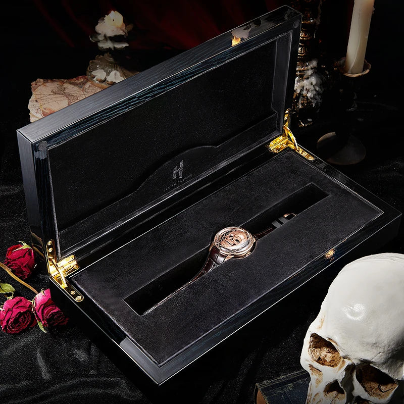 3D Skull Dial Limited Edition Automatic Mechanical Watches for Men Self-Wind Movement Unique Luminous Wristwatch