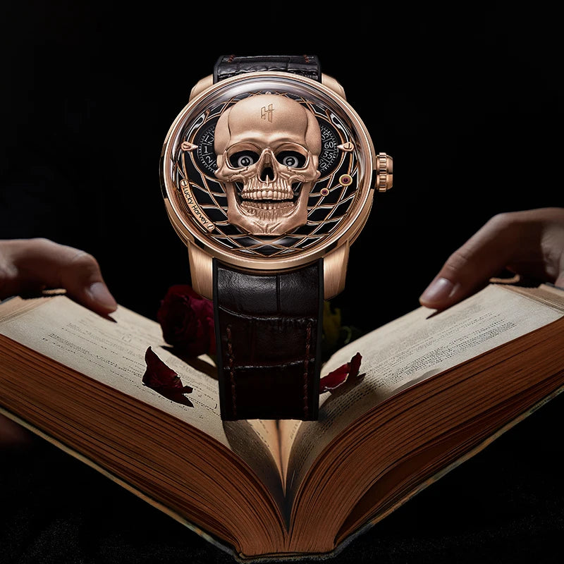 3D Skull Dial Limited Edition Automatic Mechanical Watches for Men Self-Wind Movement Unique Luminous Wristwatch