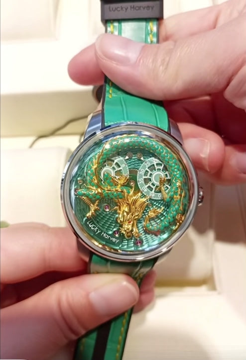 Luxury Enamel Craft Men’s Watch – Automatic Movement with 3D Chinese Dragon & Sapphire Crystal (Limited Edition)
