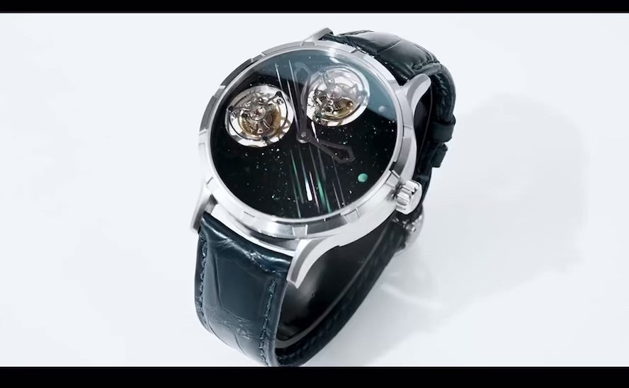Luxury Double Tourbillon Men'S Watches 45Mm Lacquer Mother-Of-Pearl Gemstone Dial Shanghai Customized Carved Movement