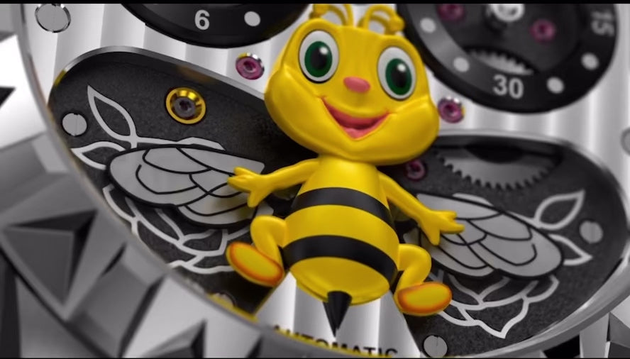 Elegant Men’s Watch – 3D Flying Bee Design with Sapphire Crystal, Luminous Dial & 5ATM Water Resistance