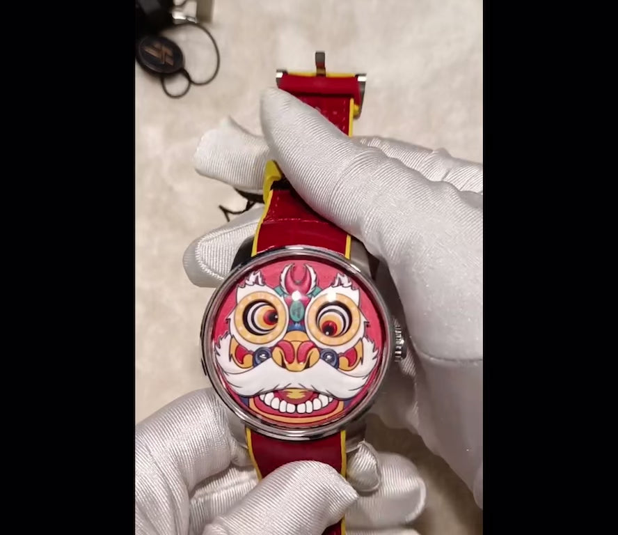 Chinese Lion-Themed Men’s Watch – Automatic Movement with Sapphire Glass, Luminous Details & Waterproof Build