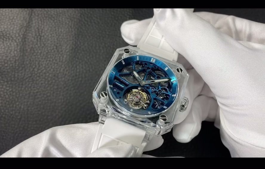 Luxury 9112 Tourbillon Watch – Full K9 Crystal Case, Skeleton Manual Mechanical Movement, 80-Hour Power Reserve, Waterproof